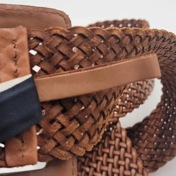 Banana Republic Woven Leather Boho/Southwestern Belt With Detailed Square Buckle - Picture 6 of 10